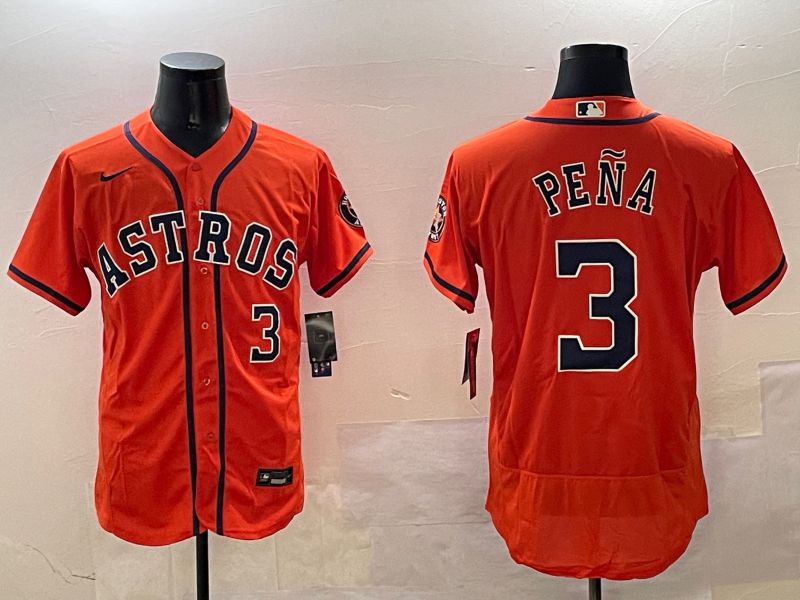 Men Houston Astros #3 Pena Orange Elite 2025 Nike MLB Jersey style 1